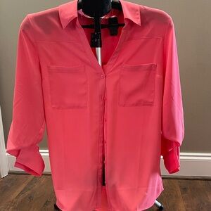 Express Coral Portofino Button-Up Blouse
